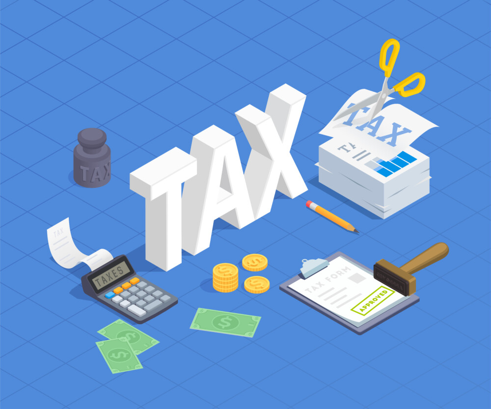 Tax Isometric Text Composition