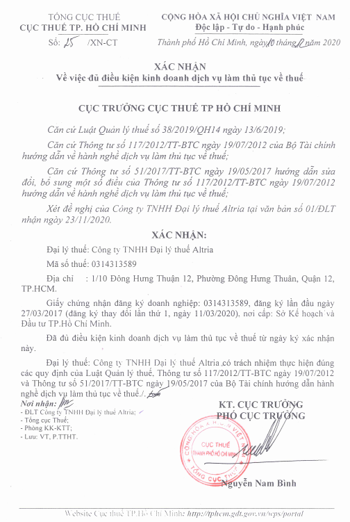 Dai Ly Thue Altria Tax